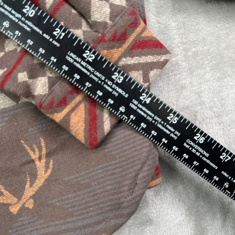 Burlebo Vintage Heavyweight Flannel Mens‎ Small Brown Aztec Southwestern Stretch